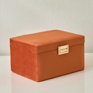<b>Orange</b> Velvet Jewelry Box Multi-Purpose Stylish Organizer Perfect For Jewelry Storage <b>Gift</b> Display Or Home Decor Use - Product Image 5