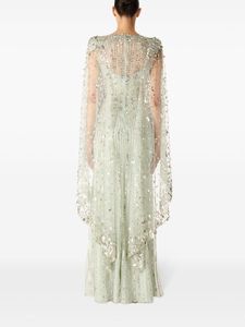 Avec manches en voile robe longue pour l'événement de la fête de la soirée de mariage paillettes perlées polymesh - Product Image 2