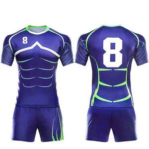 Maillots et shorts de rugby unisexes professionnels personnalisés avec logo, grandes tailles, respirants, fabriqués en usine, meilleur prix, transfert thermique - Product Image 2