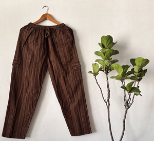 Free Size Eco-Friendly Cotton Pyjama Pants for Women Breathable Loungewear Boho Stripes Soft Comfortable Casual for Summer - Product Image 3