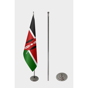 Custom Kenyan Indoor <b>Flag</b> with Digital Printing Aluminum <b>Pole</b> Silk Material - Product Image 2