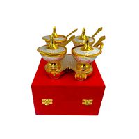 Ensemble de chariot Articles de cadeau en argent allemand pour mariage Fabriqué à la main Chariot 4 bols avec cuillères servant pour fruits secs disponibles
