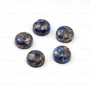 Top Qualität natürlicher Lapis Lazuli Kupfer Verbundwerkstoff glatt 14 mm runder Kreis Cabochon kalibriert lockerer Edelstein für Schmuckherstellung