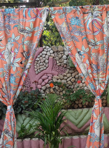 Cortinas personalizadas de lujo para puerta de sala de estar, Material de algodón con estampado de mono naranja, cortinas y cenefas únicas, novedad - Product Image 2