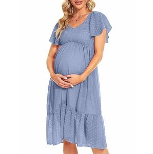 Bonne qualité grande taille décontracté allongé Maxi robe de maternité allaitement porter Logo imprimé conception robe de maternité - Product Image 5