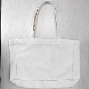 التسامي للتسوق فارغ أبيض مخصص شعار مطبوع من البوليستر حقيبة حمل من الكتان أكياس التسامي
