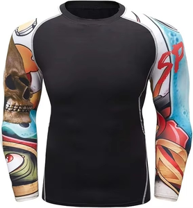 Custom Mens Spandex Long Sleeve Rash Guard UV Sun Protection UPF 50 Compression Shirts Swim <b>Surfing</b> Quick Dry Rashguard - Product Image 1