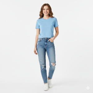 T-shirt pour femmes de haute qualité, tissu en coton doux, style décontracté confortable, col rond, parfait pour les activités quotidiennes en plein air et la salle de sport - Product Image 4