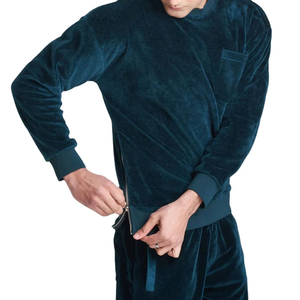 Ensemble survêtement en velours pour homme avec fermeture éclair, vente en gros, sweat à capuche et jogging personnalisés avec fermeture éclair - Product Image 6