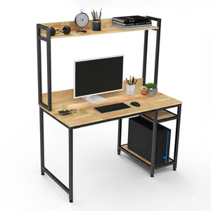 Integrated 120x60x150cm Rubber Wood <b>Desk</b> with Bookshelf FD68058 Simple Design <b>Computer</b>/Laptop Table with Drawer and Storage - Product Image 1