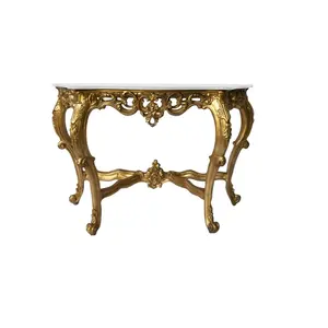 Table console artisanale la plus vendue avec plateau en bois rond au design de luxe et finition en marbre pour la décoration de la maison ou de l'hôtel - Product Image 3
