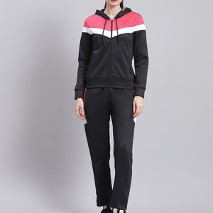 Conjunto de chándal de 2 piezas negro sólido personalizado para mujer, pantalones de chándal transpirables con capucha para invierno, sudor de 2 piezas de longitud completa de alta demanda - Product Image 1