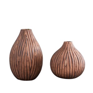 Vases à fleurs avec décoration de la maison Vases en bois finition naturelle fabriqués à la main Vase à fleurs élégant décoration navire de sol - Product Image 1