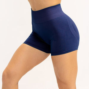 Pantalones Cortos Deportivos de Cintura Elástica para Mujer, Venta al Por Mayor con MOQ Bajo, Cintura Alta, Logotipo Personalizado, Tela Lavada con Encaje, para Yoga y Running - Product Image 4