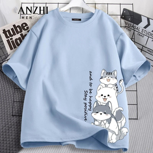 T-shirt d'été en coton à manches courtes pour filles, motif mignon, idéal pour l'école, la maison, comme pyjama ou haut décontracté - Product Image 2