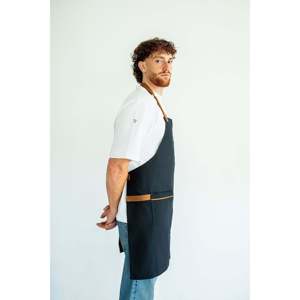 Delantal de Barista de Mezclilla Negra de Alta Calidad con Tirantes Cruzados, Reutilizable para Uso Comercial y de Jardinería, con Logotipo Bordado - Product Image 3