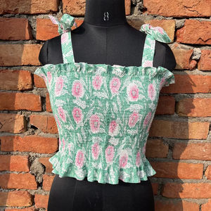 Vestido largo bohemio Hippie estampado a mano de algodón Floral Top túnica con cuello cuadrado y bordado para prendas de vestir - Product Image 1