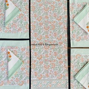 Hand Block Printed Placemat & Napkin - Buy Custom Printed Placemats,Hand Painted Table Cloth,Stock Hand Block <b>Place</b> <b>Mat</b> Napkin - Product Image 4