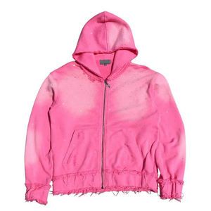 Custom <b>Black</b> Vintage Wash <b>Fleece</b> Hoodie Jacket for <b>Men</b> Winter Stylish Jackets Drop Shoulder Acid Washed Hoodie - Product Image 3