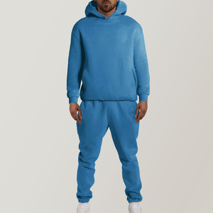 Clothing Manufacturers Custom Unisex Cotton Polyester Blank Tracksuit Neoprene Sweat Suit Zip up Hoodie and Sweatpants <b>Set</b> <b>Men</b> - Product Image 1