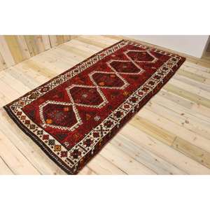 Tapis turc vintage 4x7,8 pieds, tapis d'intérieur, tapis en laine rouge et blanc à motifs floraux - Product Image 1