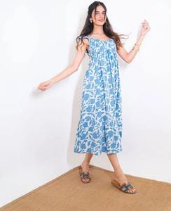 Main indienne bloc coton maxi robe imprimé fleuri femme mode fête porter robe personnalisée mariée cadeau de mariage vêtements d'été - Product Image 1