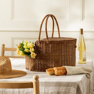 High Quality Natural Rattan Doulbe Handles Picnic <b>Basket</b>, Camping <b>Basket</b>, <b>Wicker</b> Picnic <b>Basket</b>, Storage <b>Hamper</b> Made in Vietnam - Product Image 1