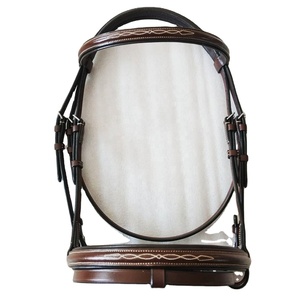 Brida de caballo de cuero respetuosa con el medio ambiente marrón de calidad superior ligera con acolchado suave y proveedor de banda para cejas bordadas - Product Image 1