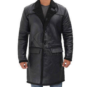Abrigo de cuero inteligente para hombre, diseño largo y sencillo, perfecto para la oficina en invierno y la moda urbana. - Product Image 2