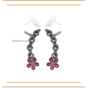 Pendientes indios de alta calidad de estilo bohemio hechos a mano, pendientes de puños de piedra multicolor de plata alemana oxidada para aniversarios - Product Image 4