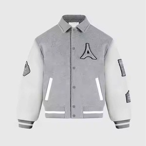 Vestes pour hommes Qualité personnalisée 100% coton Logo personnalisé Veste décontractée surdimensionnée pour hommes Veste universitaire de baseball d'hiver - Product Image 1