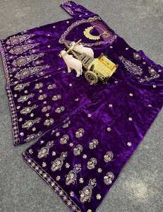 Designer 2025 femmes Sexy velours Bollywood Fusion Salwar Kameez broderie paillettes fantaisie haut bas fête porter pour indien - Product Image 6