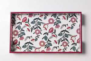 Floral Designer Enamel <b>Print</b> MDF Board Serving Tray Rectangle Shape Modern Design Eco-Friendly Dishwasher Safe Dish Party Use - Product Image 3