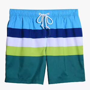 High Customized 100% Polyester Summer <b>Men</b> Swim Shorts Striped Pattern Waterproof <b>Red</b> Color Beachwear Breathable Custom Fashion - Product Image 5