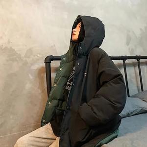 Les deux côtés portent des vestes surdimensionnées courtes femmes décontracté hiver Plus velours chaud lâche lettre imprimer solide collège coréen manteau femme - Product Image 2