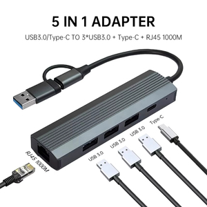 Justlink 5 trong 1 <span class=keywords><strong>USB</strong></span> 3.0 Type-C <span class=keywords><strong>HUB</strong></span> <span class=keywords><strong>USB</strong></span>-C 1000M Ethernet miễn phí Docking Station cho máy tính xách tay và máy tính để bàn <span class=keywords><strong>USB</strong></span> <span class=keywords><strong>Hub</strong></span> - Product Image 4