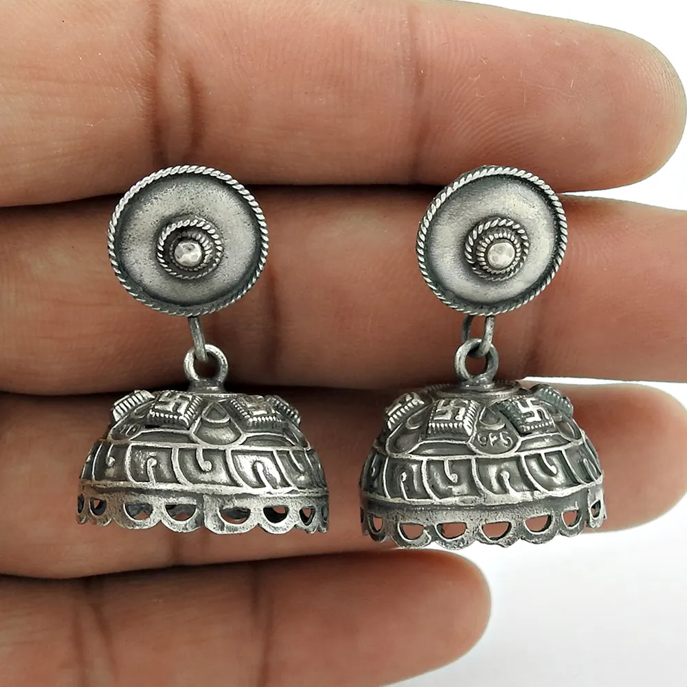 Beautiful jhumka earring 925 sterling silver jewellery handmade earrings Indian jewelry wholesale supplier