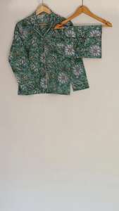 Pijamas con estampado Floral de alta calidad, conjunto de pijamas de Pj de algodón puro, ropa de noche de algodón indio, traje de noche de algodón suave, regalo para ella - Product Image 4