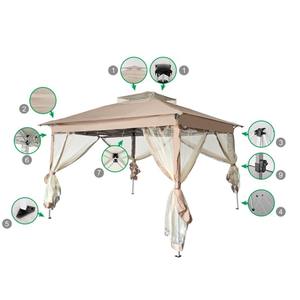 ศาลาพักผ่อนกลางแจ้งแบบพับได้ คลีโอพัตรา ขนาด 335x335x270 ซม. โครงสร้างโลหะ สไตล์โบราณ ทำจากอะลูมิเนียม พร้อมมอเตอร์กันลม ขนาด 3x4 เมตร - Product Image 4