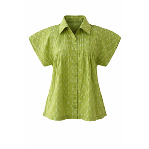 Blusa Casual Holgada de Algodón Dobby con Pliegues, Logotipo Bordado, Botones, Estilo Moderno para Uso Diario, Tejida, Larga o Corta, Temporada de Primavera, Tallas XS-XL - Product Image 3