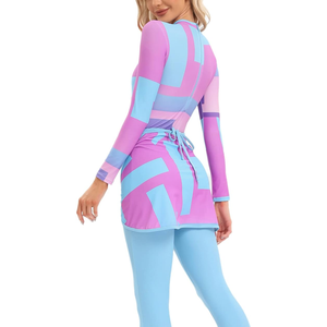 Rash Guard à couverture complète | Maillots de bain islamiques à manches longues pour femmes musulmanes modestes 4 PCS | Maillots de bain arabes - Product Image 3