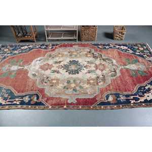 Turkish 5x9.8 ft Rug, Vintage Large Rug, <b>Red</b> Patchwork Rug - Product Image 3