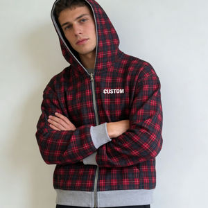 Conjunto Deportivo Extra Grande Rojo y Negro con Cierre de Cremallera y Ribete Gris en Contraste, con Estampado de Letras Personalizado, para Hombre, de Forro Polar Cálido para Invierno, de Secado Rápido - Product Image 4