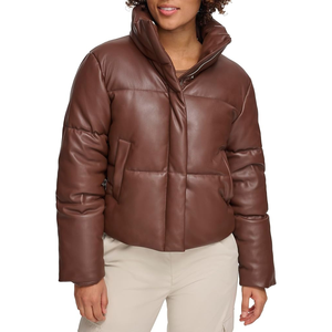 Veste matelassée en cuir pour femme bon marché Conception personnalisée avec rembourrage en coton respirant Tissu en toile durable - Product Image 1