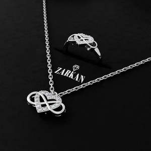 Ensemble pendentif et bague en argent Hallmark Infinity Heart pour fiançailles avec diamant comme pierre principale - Product Image 1