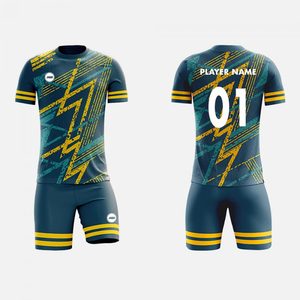Venta al por mayor de alta calidad 100% poliéster de secado rápido uniforme de fútbol con colores personalizados e impresión digital Unisex adulto - Product Image 1