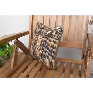 Brown Rustic Wool Patchwork Kantha Pillow 12x12 Inch Luxury <b>Vintage</b> Fluffy Ring Pattern Portable for <b>Bedding</b> Floor Use Christmas - Product Image 3