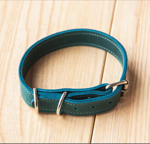 Collier de chien en cuir personnalisé gravé chien personnalisé de haute qualité en cuir vert collier de chien pour lévrier et Whippet - Product Image 1