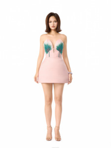 PALM CUP Mini robe sans manches à col cœur avec soutien-gorge intégré, robe de vacances, collection SUMMER DAWN, marque locale vietnamienne MrCRAZY - Product Image 6