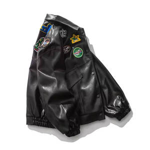 Veste pour homme en cuir véritable brodé tendance personnalisée à vendre Veste en cuir à manches imperméables sur mesure - Product Image 4